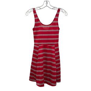 H&M Womens Striped Mini A-Line Dress Sleeveless Red/Multi Size 2